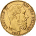 Bélgica, Leopold II, 20 Francs, 20 Frank, 1877, Oro, MBC, KM:37