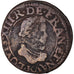 Moeda, França, Louis XIII, Double Tournois, 1612, Bordeaux, VF(30-35), Cobre