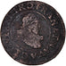 Moeda, França, Louis XIII, Double Tournois, 1634, Lyon, VF(20-25), Cobre