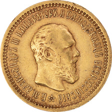 Moneda, Rusia, Alexander III, 5 Roubles, 1889, St. Petersburg, MBC, Oro, KM:42