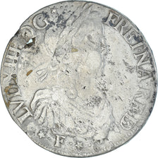 Moneda, Francia, Louis XIV, Écu de Béarn à la mèche longue, 1653, Pau, BC+