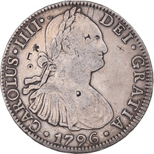 Moneda, España, Charles IV, 8 Reales, 1796, Mexico, Countermark, BC+, Plata