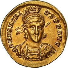 Munten, Honorius, Solidus, 397-402, Constantinople, ZF+, Goud, RIC:X-8