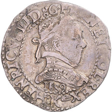 Munten, Frankrijk, Henri III, 1/2 Franc au col plat, 1589, Bordeaux, ZF+