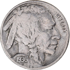 Moeda, Estados Unidos da América, Buffalo Nickel, 5 Cents, 1936, U.S. Mint