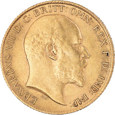 Münze, Großbritannien, Edward VII, 1/2 Sovereign, 1906, SS+, Gold, KM:804