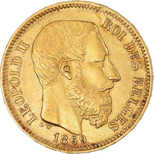 Moeda, Bélgica, Leopold II, 20 Francs, 20 Frank, 1869, AU(50-53), Dourado