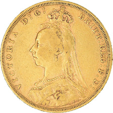 Moneda, Gran Bretaña, Victoria, Sovereign, 1889, MBC+, Oro, KM:767