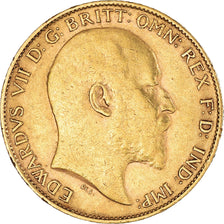 Moneda, Gran Bretaña, Edward VII, 1/2 Sovereign, 1902, MBC, Oro, KM:804