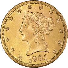 Monnaie, États-Unis, Coronet Head, $10, Eagle, 1901, San Francisco, TTB+, Or