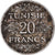 Moeda, Tunísia, Ahmad Pasha Bey, 20 Francs, 1934, Paris, AU(50-53), Prata