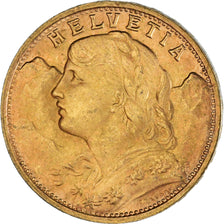 Moneta, Szwajcaria, 20 Francs, 1947, Bern, EF(40-45), Złoto, KM:35.2