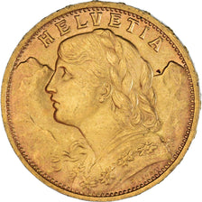 Moeda, Suíça, 20 Francs, 1927, Bern, AU(55-58), Dourado, KM:35.1