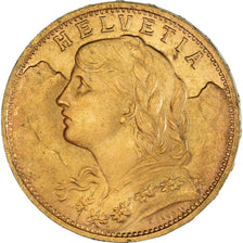 Moneta, Szwajcaria, 20 Francs, 1935, Bern, AU(55-58), Złoto, KM:35.1