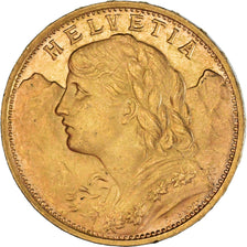 Moneta, Szwajcaria, 20 Francs, 1935, Bern, AU(55-58), Złoto, KM:35.1