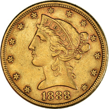 Munten, Verenigde Staten, Coronet Head, $5, Half Eagle, 1888, U.S. Mint, San