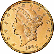 Moneta, USA, Liberty Head, $20, Double Eagle, 1904, San Francisco, AU(55-58)