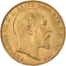 Moneda, Gran Bretaña, Edward VII, Sovereign, 1908, EBC, Oro, KM:805