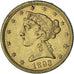 États-Unis, Coronet Head, $5, Half Eagle, 1893, Philadelphia, TTB+, KM 101