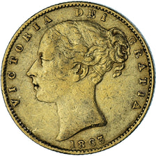 Moeda, Grã-Bretanha, Victoria, Sovereign, 1863, Souverain, EF(40-45), Dourado