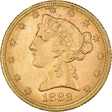 Munten, Verenigde Staten, Coronet Head, $5, Half Eagle, 1882, U.S. Mint