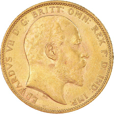 Moneda, Gran Bretaña, Edward VII, Sovereign, 1906, London, EBC, Oro, KM:805