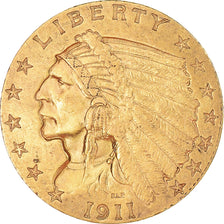 Coin, United States, Indian Head, $2.50, Quarter Eagle, 1911, U.S. Mint