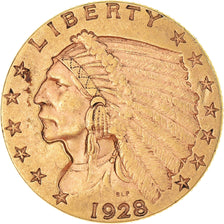 Moneta, USA, Indian Head, $2.50, Quarter Eagle, 1928, U.S. Mint, Philadelphia