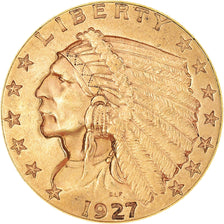 Coin, United States, Indian Head, $2.50, Quarter Eagle, 1927, U.S. Mint