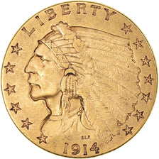 Munten, Verenigde Staten, Indian Head, $2.50, Quarter Eagle, 1914, U.S. Mint