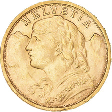 Moneta, Szwajcaria, 20 Francs, 1909, Bern, AU(55-58), Złoto, KM:35.1