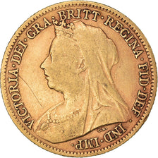 Moneda, Gran Bretaña, Victoria, 1/2 Sovereign, 1900, London, BC+, Oro, KM:784