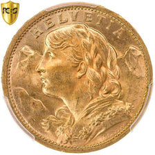 Coin, Switzerland, 20 Francs, 1912, Bern, PCGS, MS64, MS(64), Gold, KM:35.1