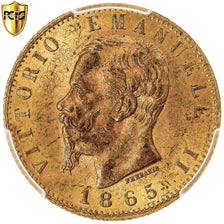 Münze, Italien, Vittorio Emanuele II, 20 Lire, 1865, Torino, PCGS, MS63, UNZ