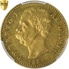 Munten, Italië, Umberto I, 20 Lire, 1885, Rome, PCGS, AU58, PR, Goud, KM:21