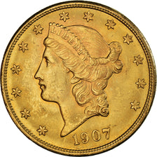 Monnaie, États-Unis, Liberty Head, $20, Double Eagle, 1907, U.S. Mint