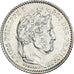 Moeda, França, Louis-Philippe, 25 Centimes, 1845, Rouen, MS(64), Prata