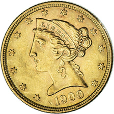 Munten, Verenigde Staten, Coronet Head, $5, Half Eagle, 1900, U.S. Mint