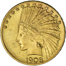 Moneda, Estados Unidos, Indian Head, $10, Eagle, 1908, Philadelphia, EBC+, Oro