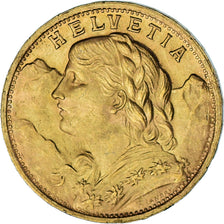 Moneta, Szwajcaria, 20 Francs, 1947, Bern, AU(55-58), Złoto, KM:35.2