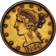 Munten, Verenigde Staten, Coronet Head, $5, Half Eagle, 1894, San Francisco, PR