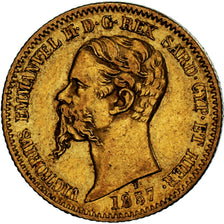 Moneta, DEPARTAMENTY WŁOSKIE, SARDINIA, Vittorio Emanuele II, 20 Lire, 1857