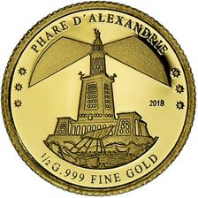 Coin, Ivory Coast, Le phare d'Alexandrie, 100 Francs CFA, 2018, MS(65-70), Gold