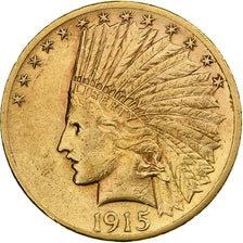 United States, $10, Eagle, Indian Head, 1915, Philadelphia, Gold, EF(40-45)