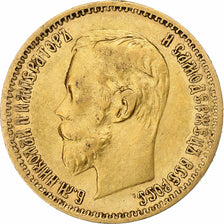 Munten, Rusland, Nicholas II, 5 Roubles, 1900, St. Petersburg, ZF, Goud, KM:62