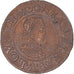 Moneta, Francia, Louis XIII, Denier Tournois, 1613, Paris, MB+, Rame, KM:42.1