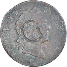 Moneda, Francia, Louis XV, Sol à la vieille tête, 1771, Troyes, Countermarked