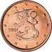 Finnland, 5 Euro Cent, 2001, Vantaa, STGL, Copper Plated Steel, KM:100