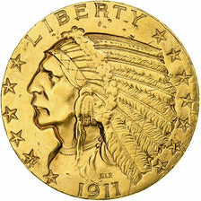 Estados Unidos da América, Indian Head, $5, Half Eagle, 1911, Philadelphia