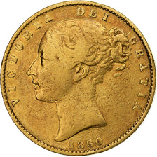 Gran Bretagna, Victoria, Sovereign, 1860, London, MB+, Oro, KM:736.1